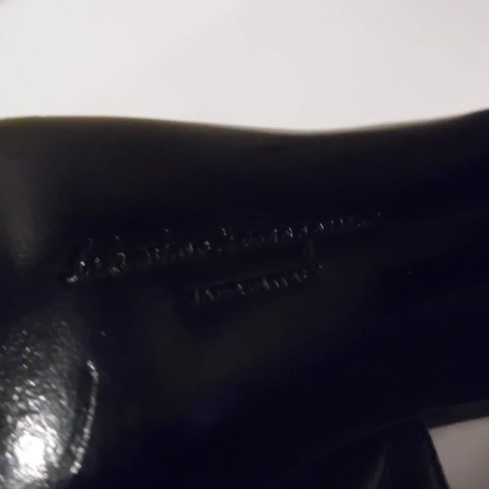 Salvatore Ferragamo Black Leather Kitten Heels Buckle Gancini  Sandals Shoes - Picture 13 of 15
